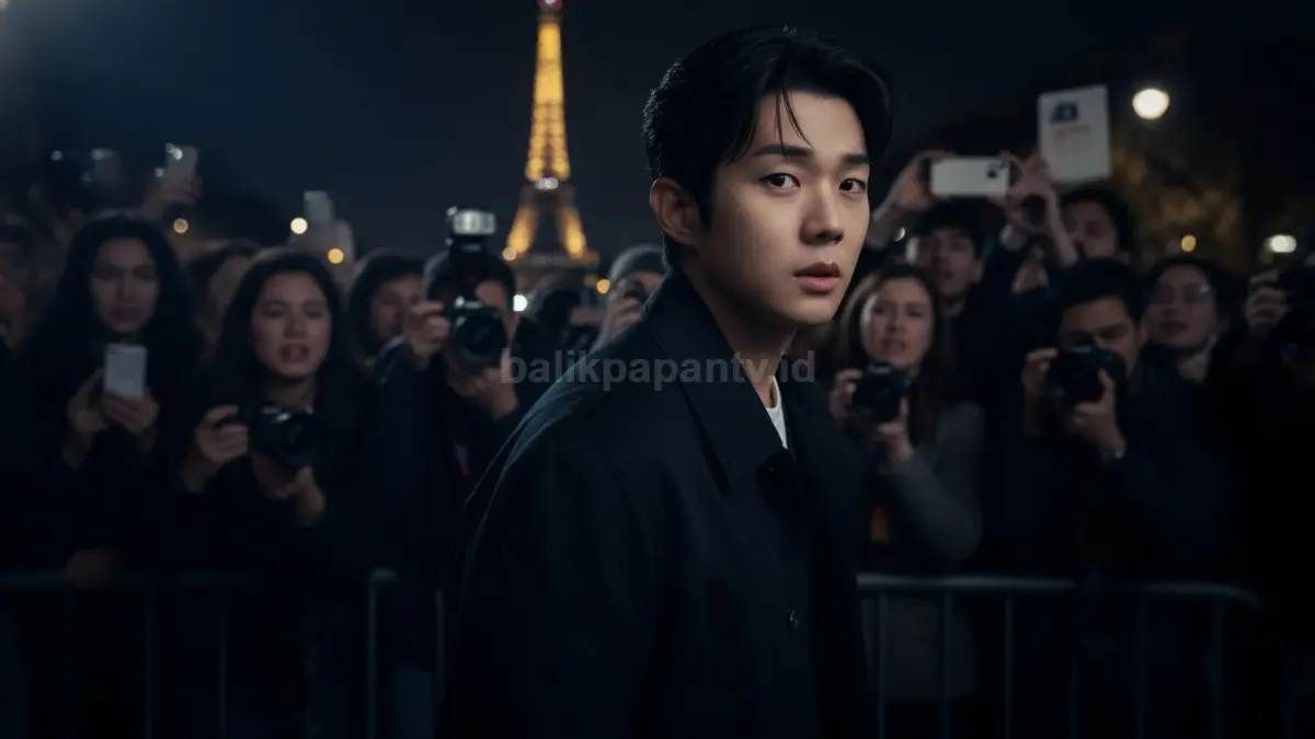 Momen Choi Woo Shik di Paris Fashion Week saat isu viral mencuat (BTV/Ai)