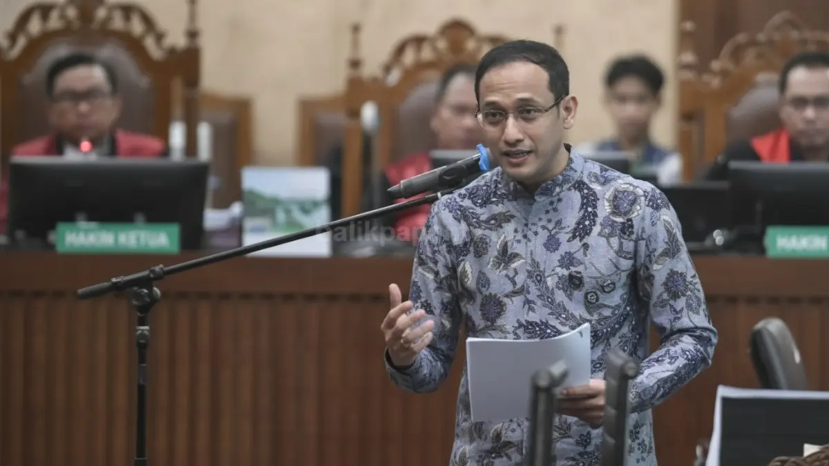 Nadiem Makarim menghadiri sidang putusan kasus Chromebook di Pengadilan Tipikor Jakarta Pusat.