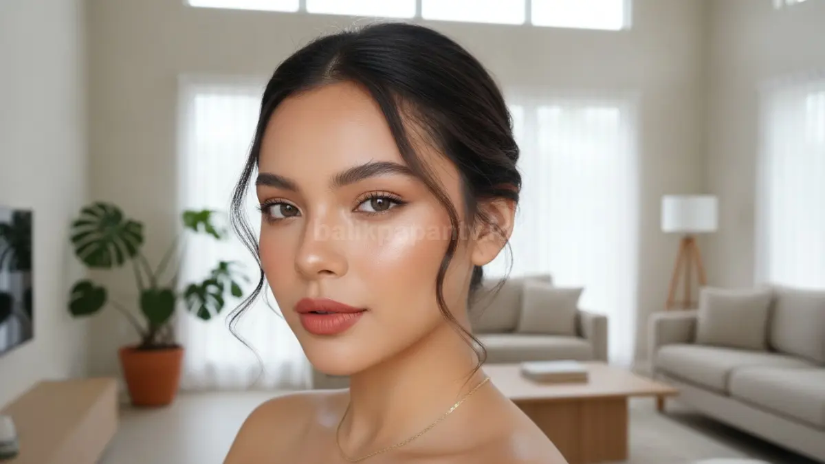 Peach makeup look memberikan kesan wajah cerah, segar, dan natural untuk aktivitas sehari-hari. (BTV/Ai)