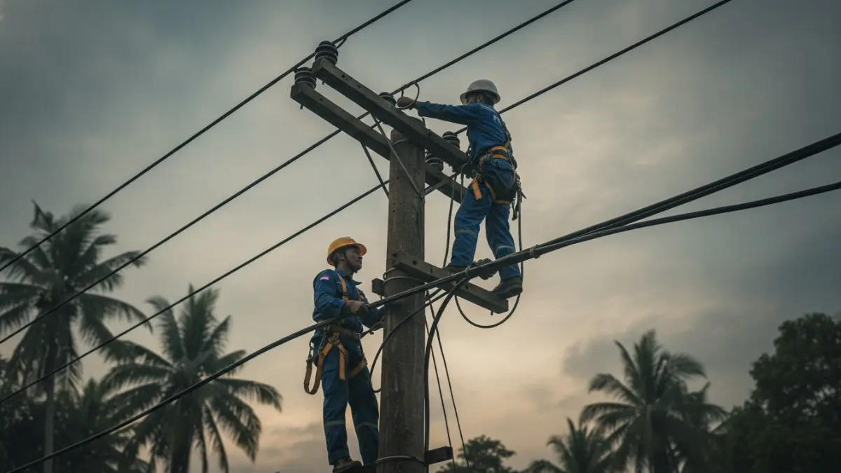 Petugas PLN melakukan pemeliharaan jaringan listrik di Samarinda, pemadaman terjadwal berlangsung pada 28 wilayah.