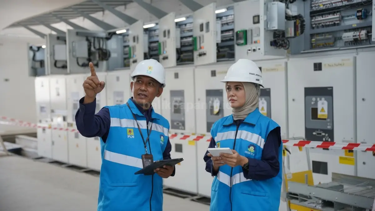 Petugas PLN melakukan penanganan gangguan sistem kelistrikan saat pemadaman listrik di Kutai Kartanegara.
