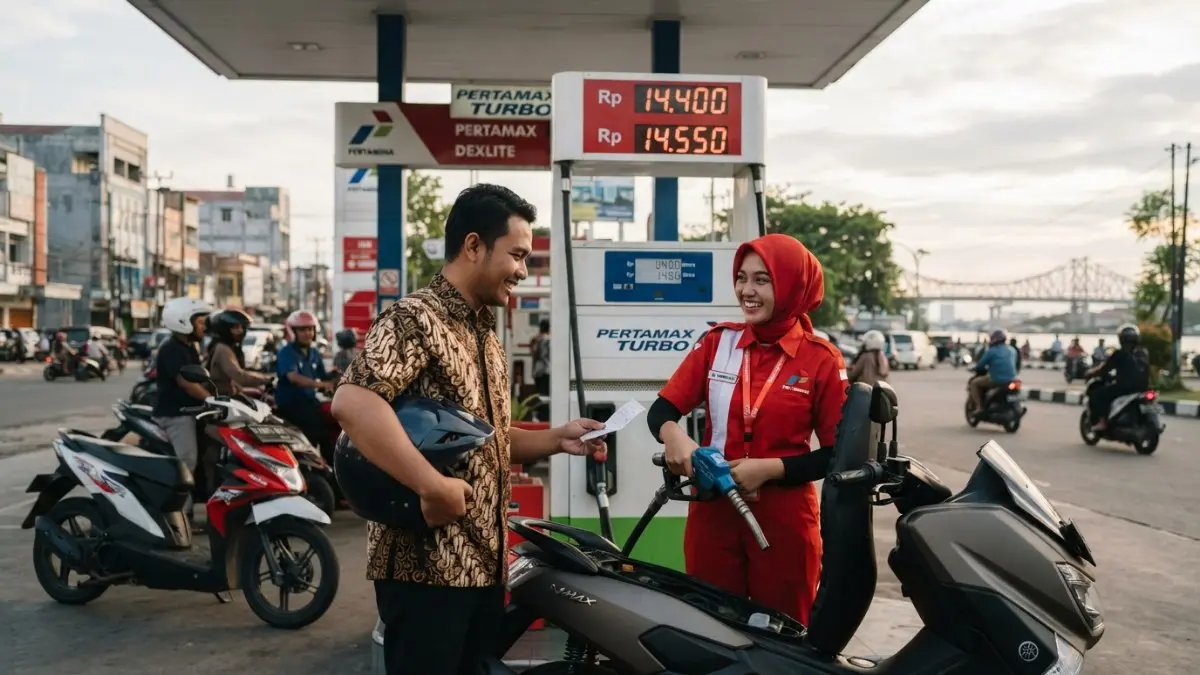 Penyesuaian harga BBM nonsubsidi Pertamina berlaku nasional mulai Juli 2026 di seluruh Indonesia resmi diumumkan. (BTV/AI)