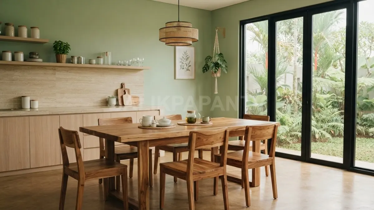 Warna matcha green menghadirkan kesan segar, tenang, alami, serta memperindah dapur dan ruang makan. (BTV/AI)