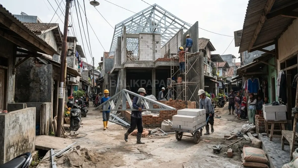Material ringan mempercepat pembangunan rumah gang sempit, tetap kokoh, hemat biaya, dan mudah diangkut (BTV/Ai)