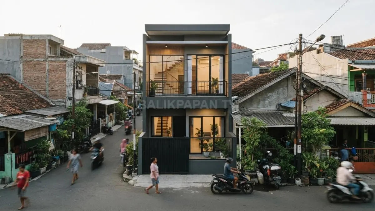 Rumah bertingkat memaksimalkan lahan sempit dengan desain fungsional, pencahayaan alami, dan sirkulasi udara optimal. (BTV/AI)