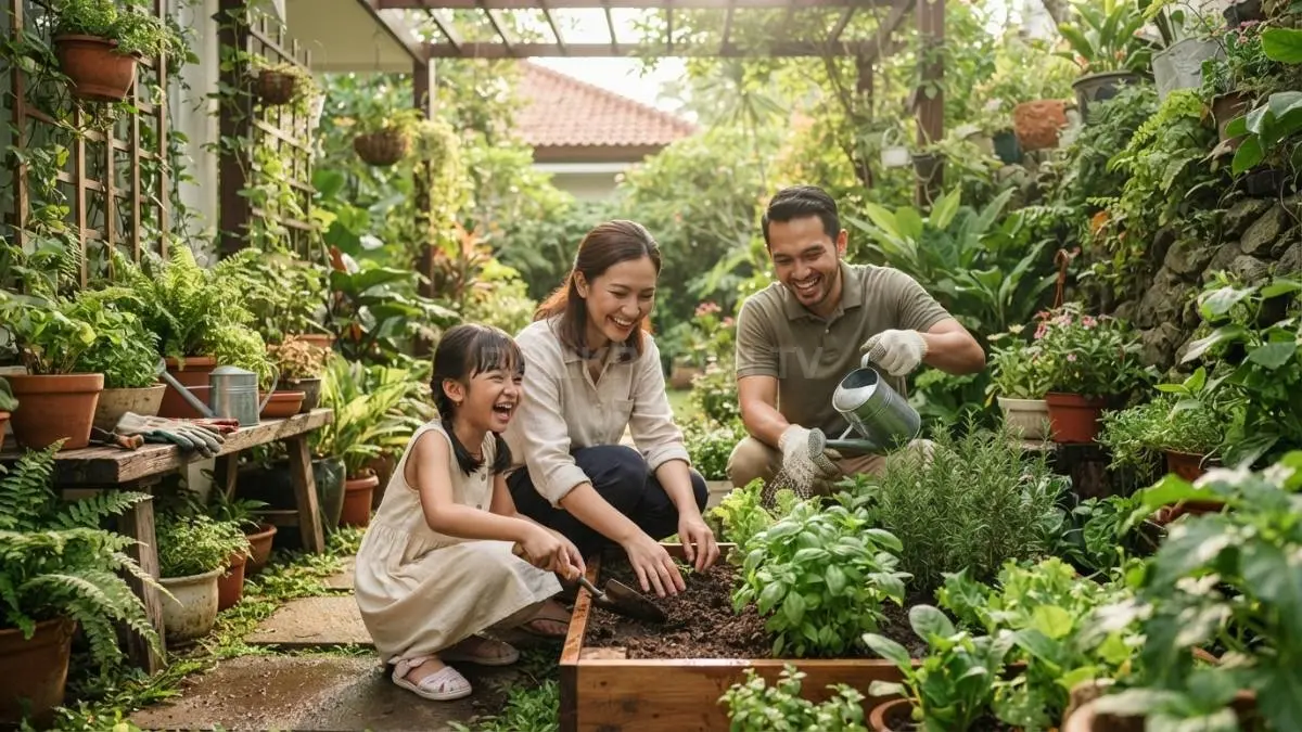 Aktivitas berkebun bersama keluarga membantu meredakan stres sambil menghasilkan sayuran sehat setiap hari alami [BTV:AI]
