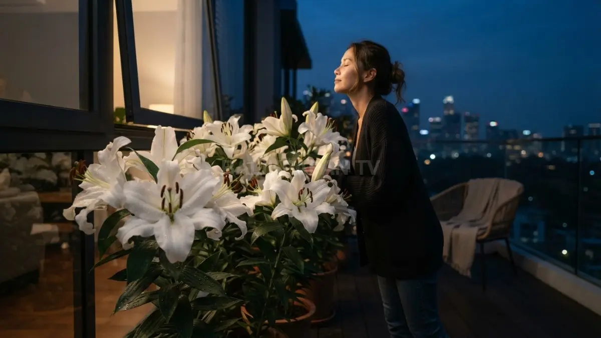 Aroma Lily Casablanca semakin semerbak menjelang malam menciptakan suasana rumah lebih segar dan menenangkan alami (BTV:AI)
