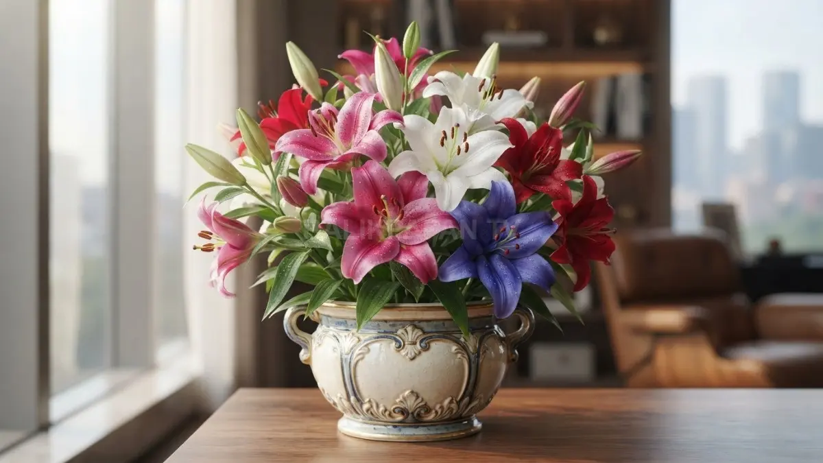 Bunga Lily Casablanca berdiameter besar menghadirkan pesona elegan sebagai fokus dekorasi rumah maupun taman indah (BTV:AI)