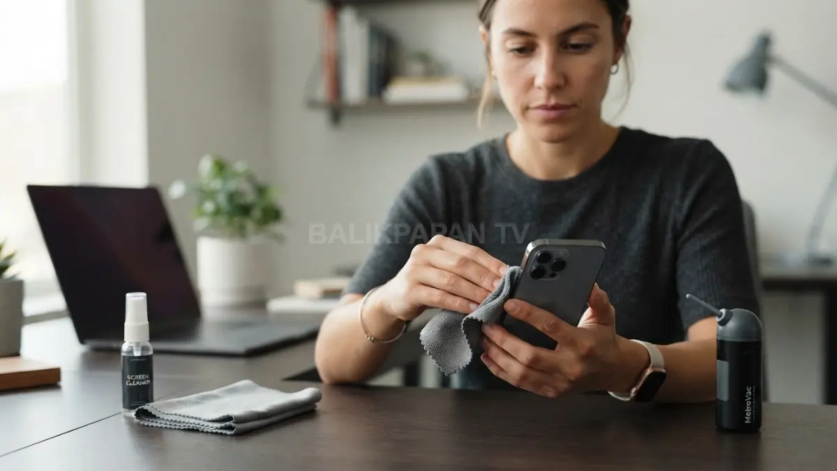 Rutinitas singkat membersihkan gadget secara berkala menjaga kebersihan, fungsi tombol, kamera, speaker, tetap optimal sehari-hari (BTV:AI)