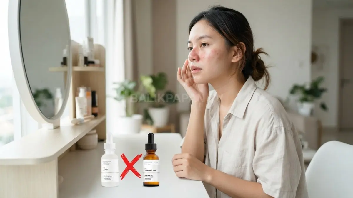 Jangan campur AHA dan Vitamin C bersamaan karena dapat merusak keasaman alami kulit wajah. (BTV/Ai)