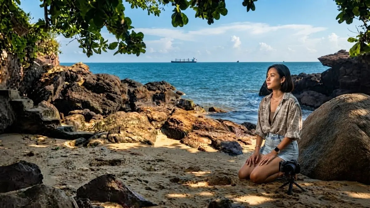Pantai Batu-Batu Banua Patra menawarkan panorama senja, pesisir berbatu, dan suasana tenang. (BTV/AI)
