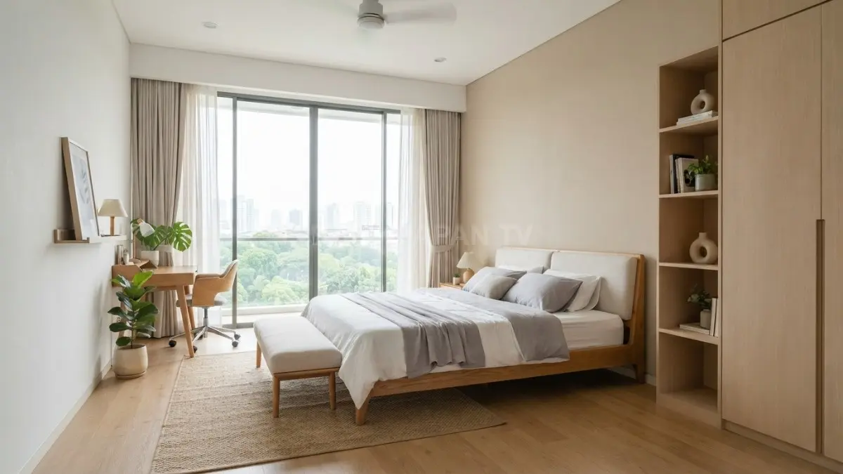 Penataan perabot kamar tanpa sekat kaku memperlancar sirkulasi udara untuk kenyamanan tidur yang optimal. (BTV/Ai)