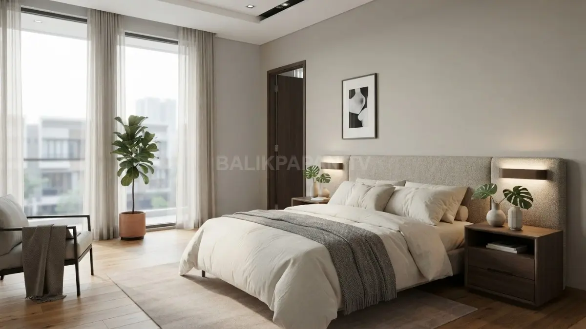 Penataan tempat tidur secara diagonal dari pintu masuk mampu menciptakan rasa aman bawah sadar. (BTV/Ai)