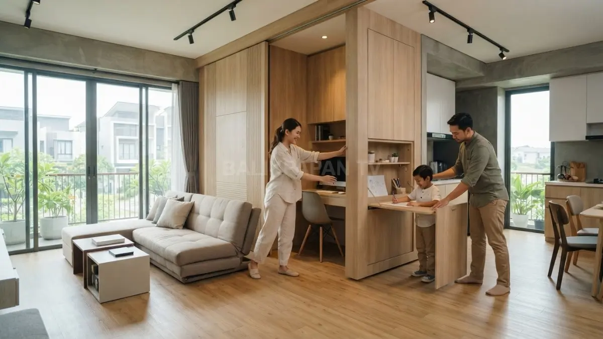 Desain ruang multifungsi menghadirkan fleksibilitas hunian modern untuk berbagai aktivitas keluarga sehari-hari. (BTV/AI)