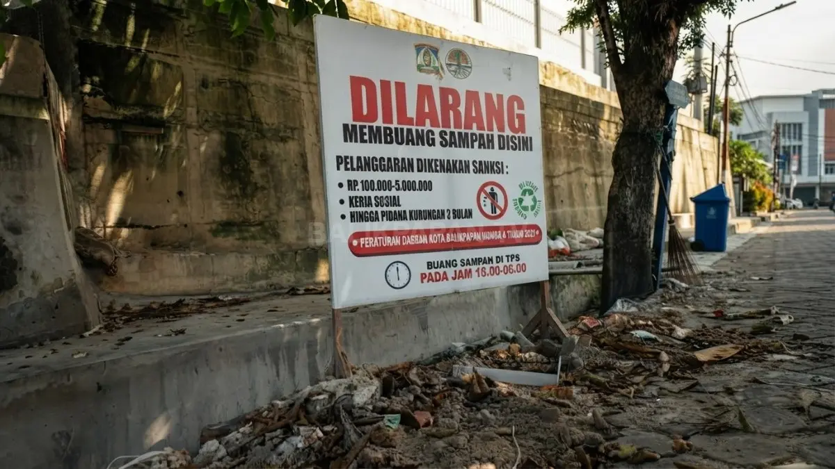 Kondisi jalur protokol Balikpapan setelah penataan TPS untuk mendukung kebersihan dan keindahan kota.