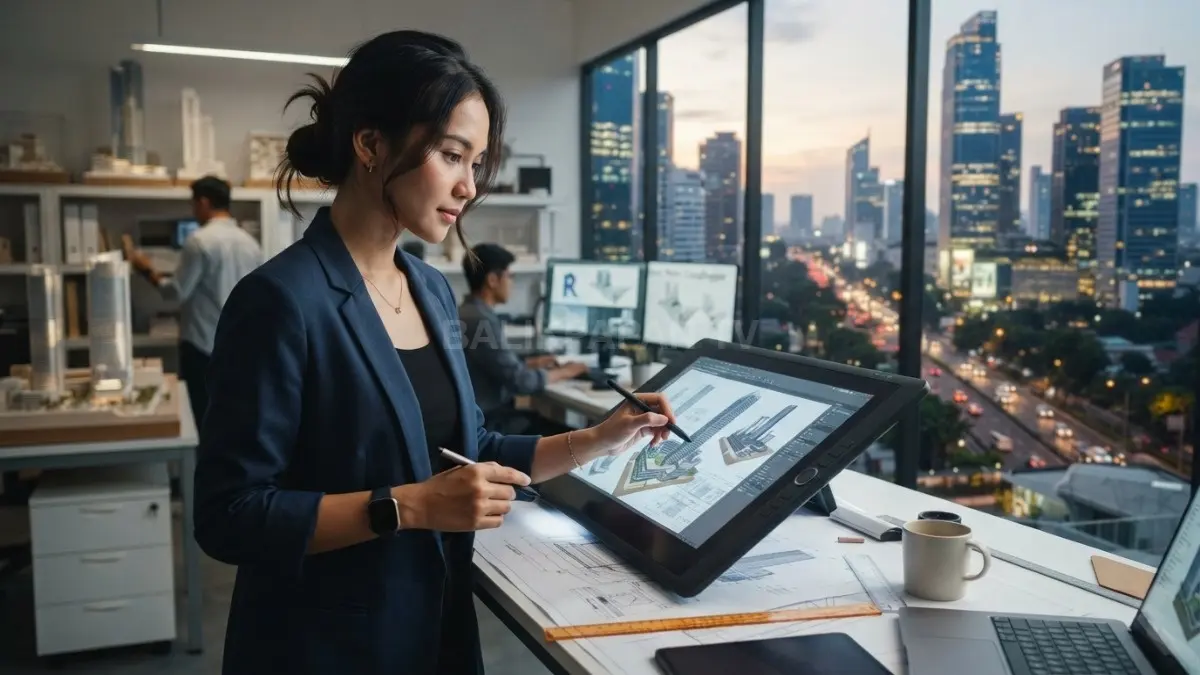 Pemanfaatan teknologi modern mempercepat proses desain, konstruksi, hingga pengelolaan bangunan masa kini. (BTV/AI)