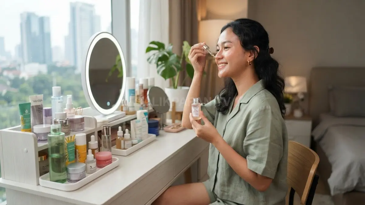 Rutinitas skincare yang dilakukan secara konsisten membantu menjaga kulit tetap sehat dan terawat. (BTV/AI)