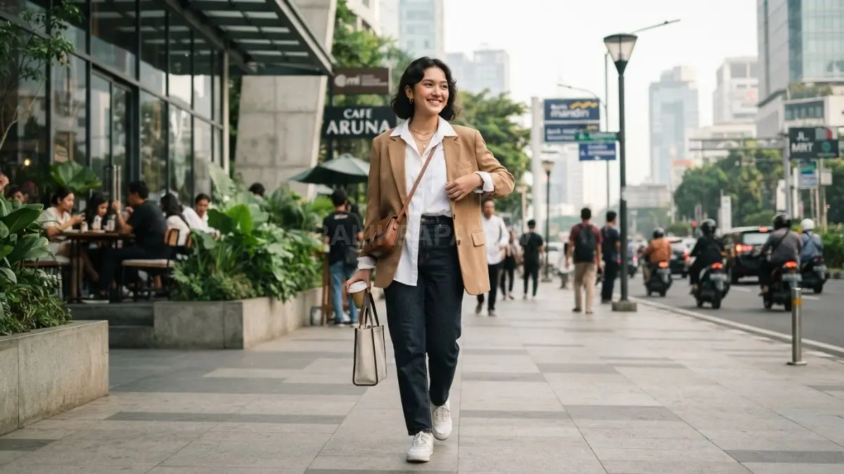 Inspirasi padu padan oversize shirt menghadirkan gaya kasual elegan, rapi, nyaman, dan modis sepanjang hari. (BTV/AI)
