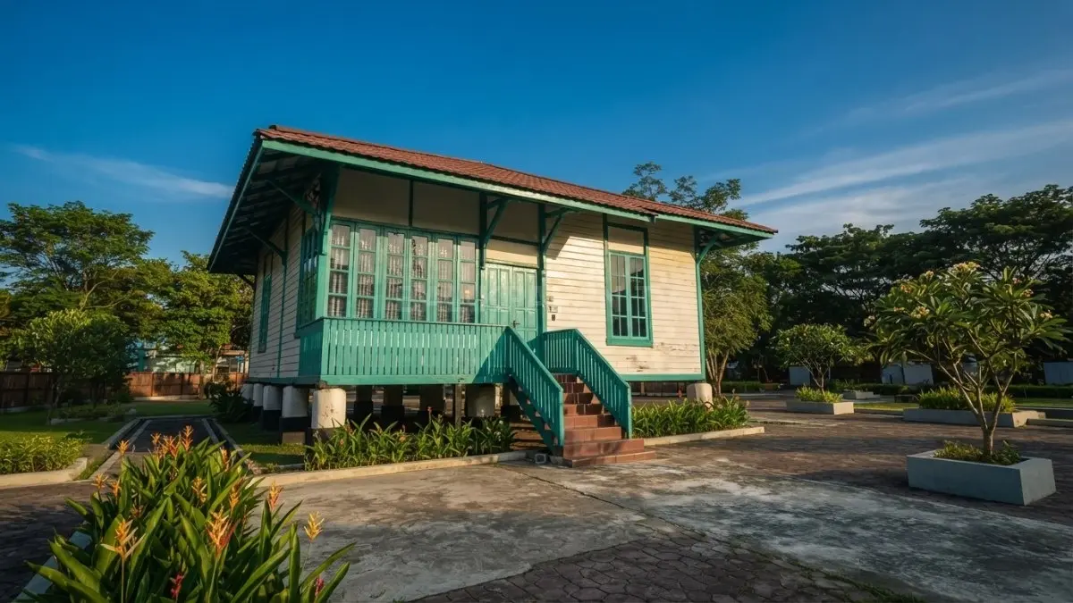 ompleks rumah kayu Dahor Heritage di Balikpapan yang menjadi saksi sejarah perkembangan kota minyak sejak masa kolonial. (BTV/AI)
