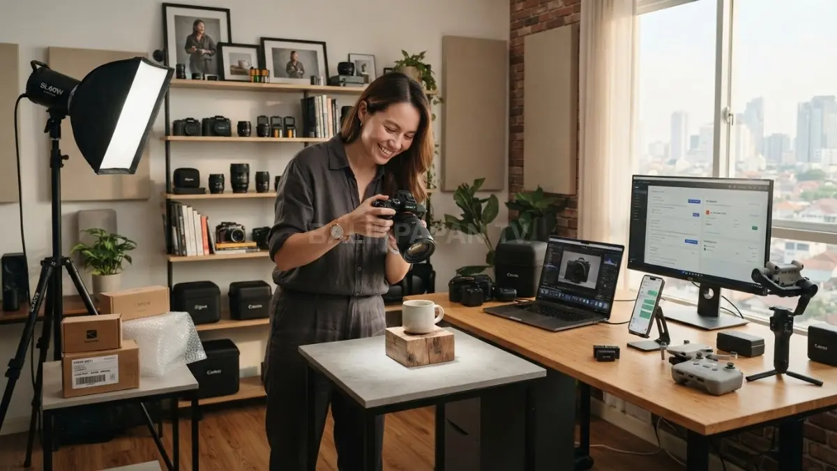 Peralatan fotografi dan videografi menjadi modal awal mengembangkan hobi kreatif yang berpeluang menghasilkan pendapatan. (BTV/AI)