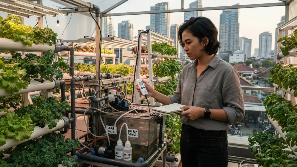 Peralatan hidroponik umumnya membutuhkan biaya lebih tinggi dibanding berkebun konvensional sederhana. (BTV/AI)