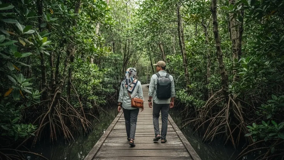 Rindangnya pepohonan di Hutan Kota Balikpapan menghadirkan suasana sejuk dan menjadi oase hijau bagi warga di tengah hiruk pikuk perkotaan. (BTV/AI)
