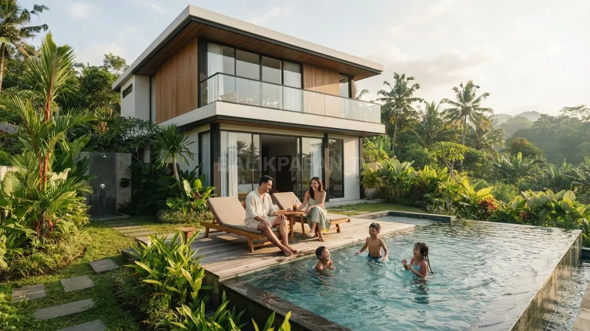 Villa minimalis nyaman, fungsional, mudah dirawat, bernilai investasi jangka panjang bagi keluarga dan calon penyewa. (BTV/AI)
