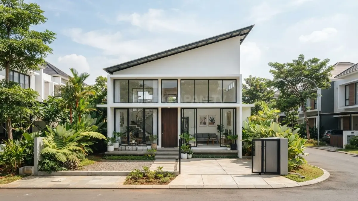 Desain atap miring membuat rumah minimalis terlihat bersih, proporsional, dan semakin menarik dipandang setiap hari (BTV/AI)
