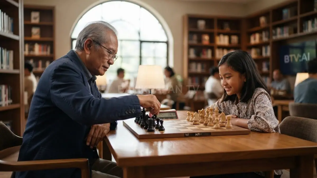 ermainan catur membantu meningkatkan fokus, logika, konsentrasi, dan kemampuan berpikir strategis bagi semua usia bersama. [BTV:AI]