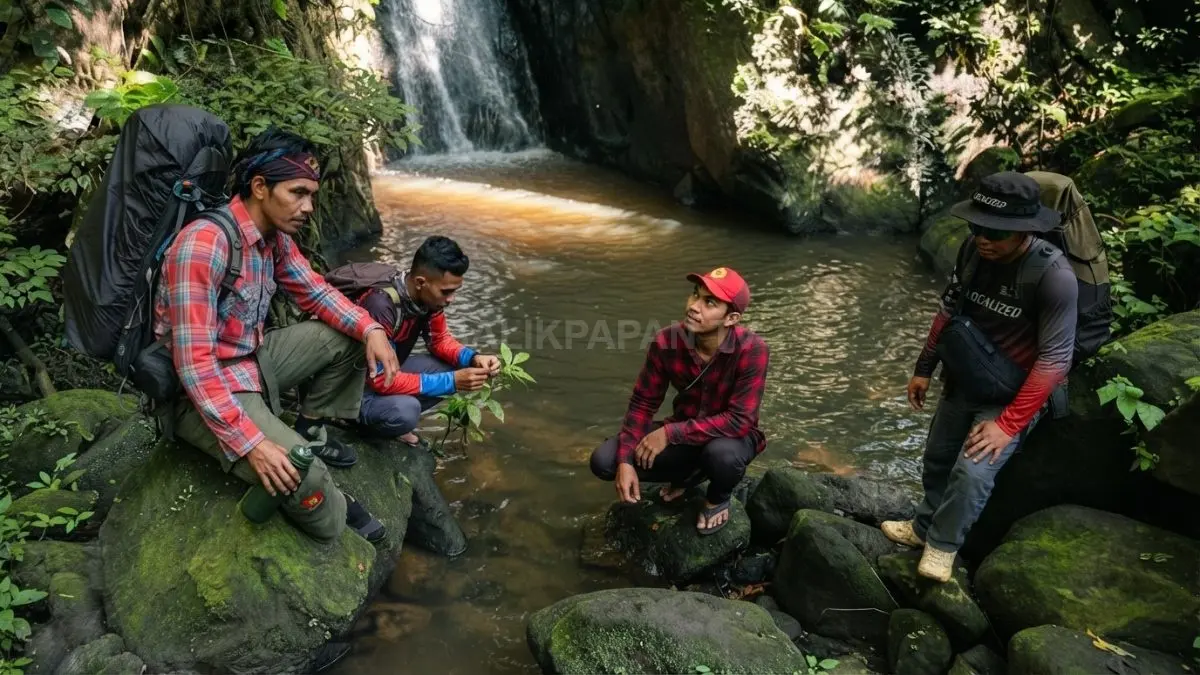 Kolam alami dan bebatuan besar Air Terjun Katak memperkaya habitat satwa sekaligus memikat wisatawan fotografi. (BTV/AI)
