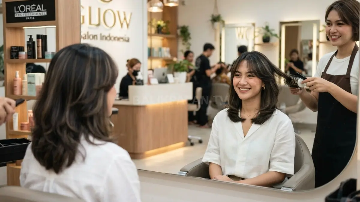 Layer lembut, gelombang alami, dan poni tipis membantu memperhalus tampilan wajah persegi secara proporsional alami. (BTV/AI)
