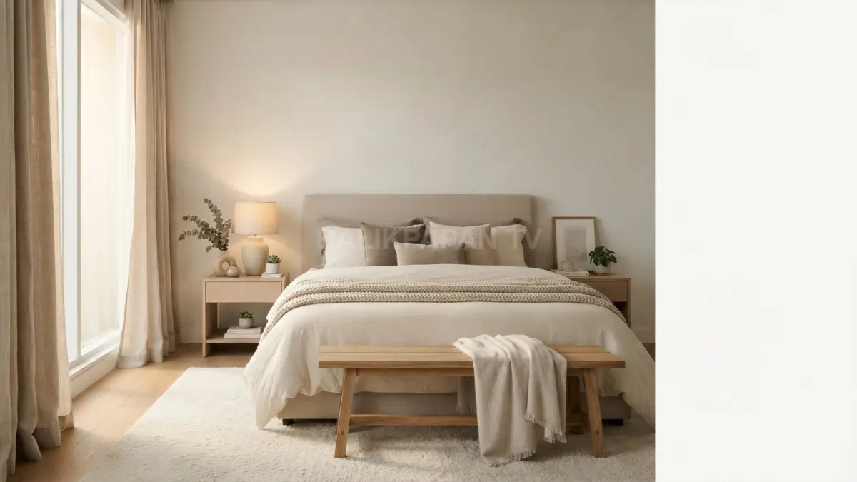 Linen, selimut rajut, dan bantal dekoratif menambah kenyamanan sekaligus memperkaya tampilan interior kamar tidur. (BTV/AI)