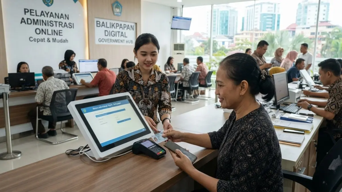 Masyarakat mengakses pelayanan administrasi berbasis digital di Balikpapan untuk mengurus dokumen dengan lebih cepat. (BTV/AI)
