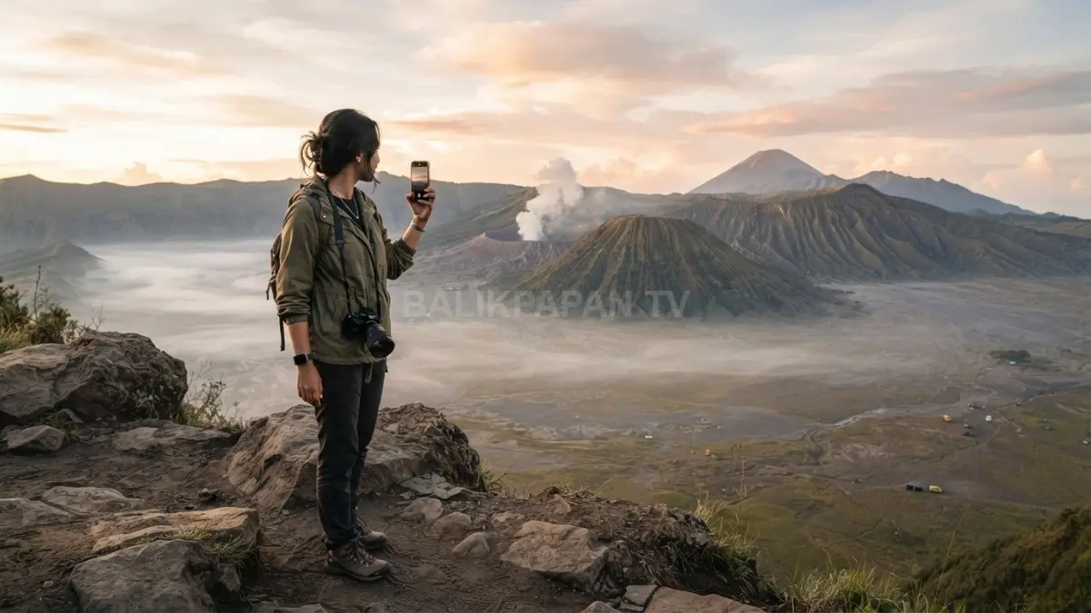 Pemandangan pegunungan menghadirkan keindahan alami yang cocok diabadikan melalui fotografi. (BTV/AI)
