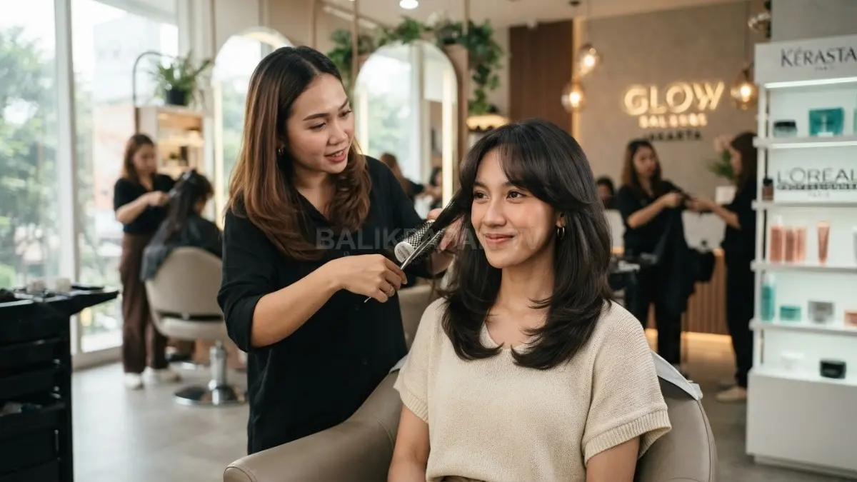 Pemilik wajah panjang dapat mempertimbangkan poni depan, layer sedang, atau rambut bergelombang agar tampak proporsional. (BTV/AI)
