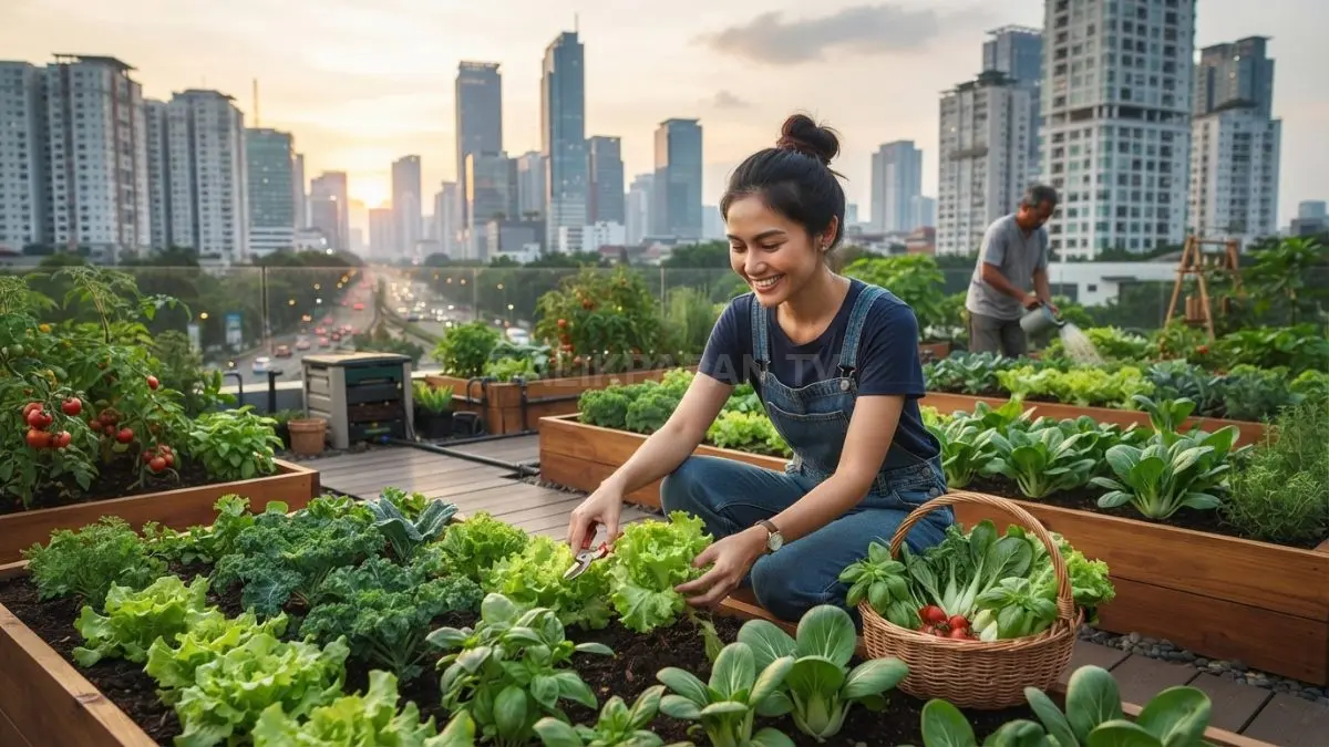 Pengembangan kebun kota mendukung terciptanya kawasan yang lebih hijau dan sehat. (BTV/AI)
