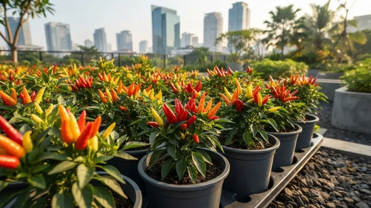 Perawatan yang tepat membantu tanaman cabai dalam pot tumbuh subur dan menghasilkan buah secara optimal. (BTV/AI)