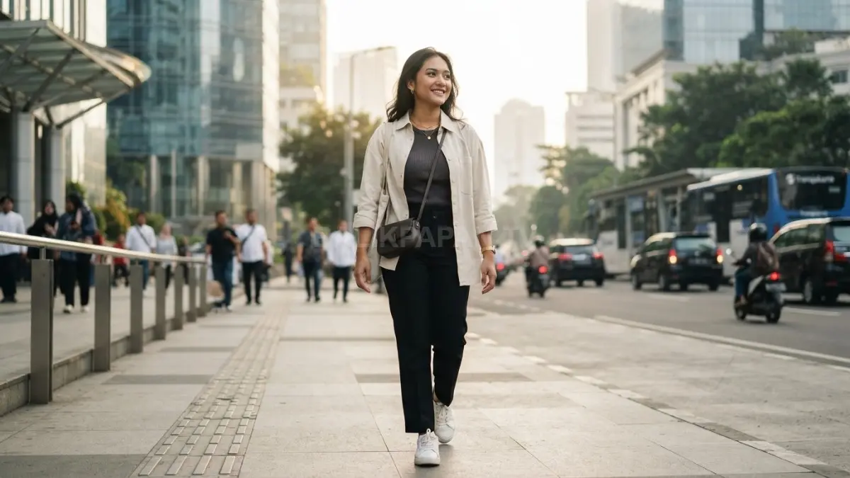 Pilihan warna netral memudahkan padu padan pakaian sehingga penampilan selalu elegan dengan koleksi yang efisien (BTV/AI)