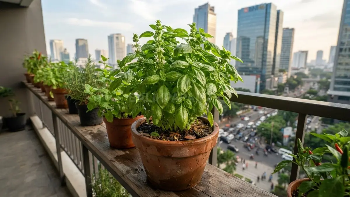 Pot berukuran sedang sudah memadai untuk menanam basil secara praktis di halaman maupun balkon rumah (BTV/AI)
