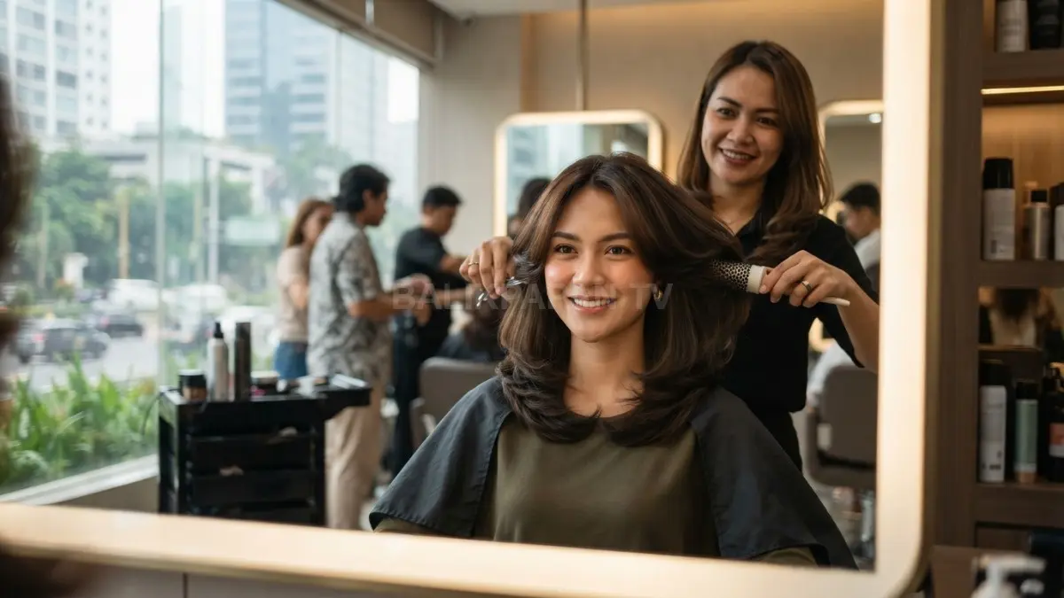 Potongan rambut sebahu bervolume membantu menyeimbangkan proporsi wajah berbentuk hati agar terlihat lebih harmonis alami. (BTV/AI)