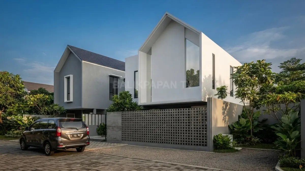 Rumah industrial tampil lebih menarik berkat barn door ikonik yang memadukan fungsi, gaya, dan karakter kuat (BTV/AI)