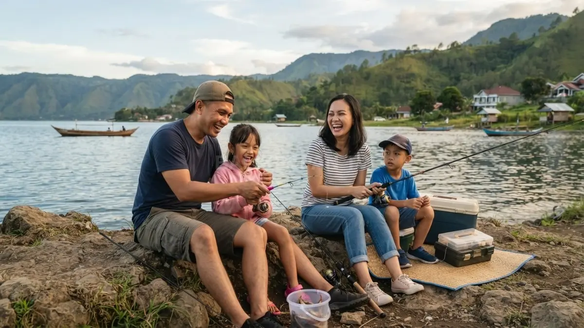 Suasana memancing di alam terbuka membantu meredakan stres sekaligus mempererat kebersamaan bersama keluarga tercinta [BTV:AI]
