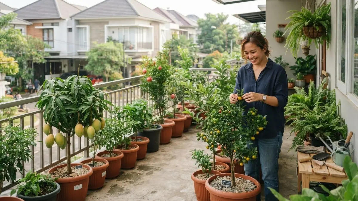 Tabulampot menghadirkan kebun buah di lahan sempit, mempercantik rumah sekaligus memberikan hasil panen segar setiap musim (BTV/AI)