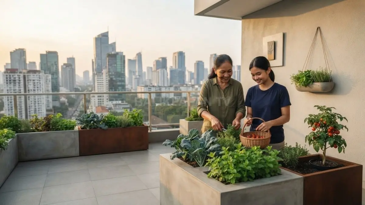 Urban farming menawarkan pemanfaatan ruang kota yang sebelumnya kurang produktif. (BTV/AI)