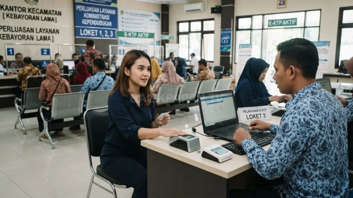 Warga Balikpapan mengurus KTP elektronik di kantor kecamatan sebagai bagian dari perluasan layanan administrasi kependudukan. (BTV/AI)