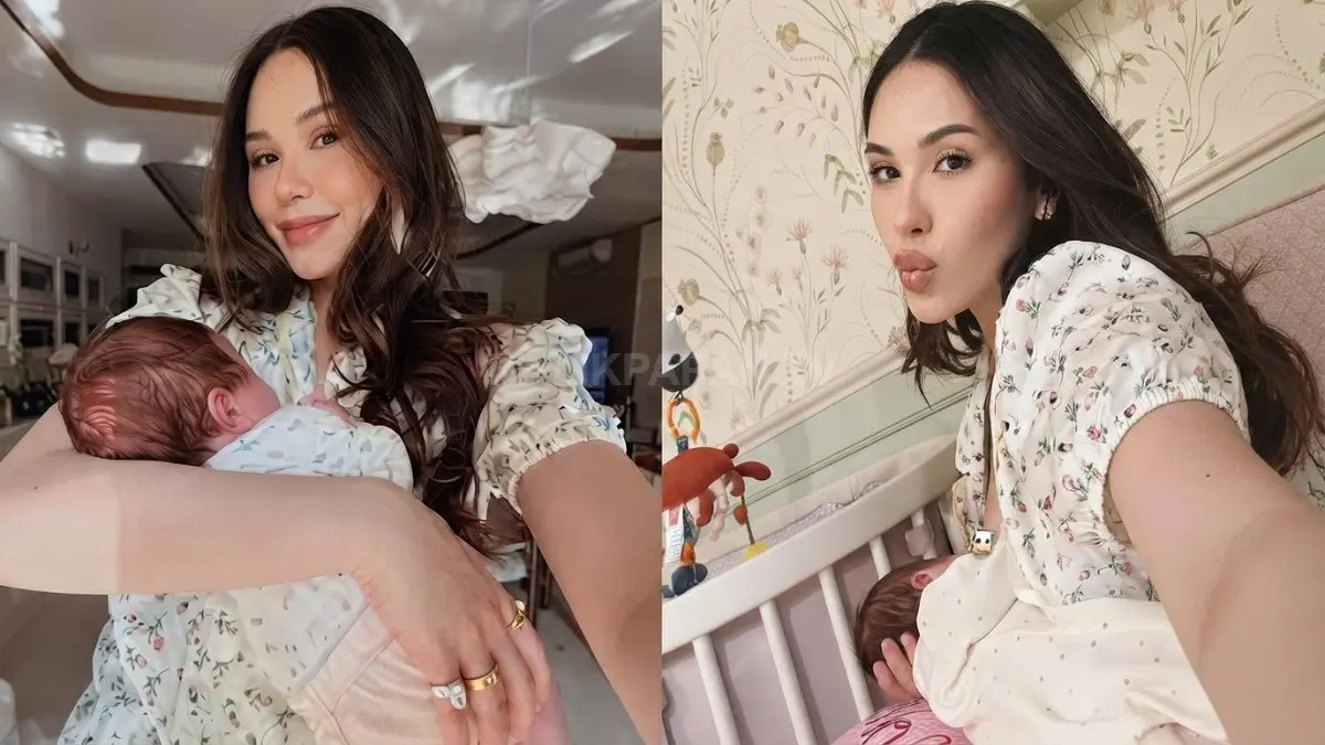 Alyssa Daguise yang sedang mengabadikan momen bersama bayinya. (BTV/Ai)