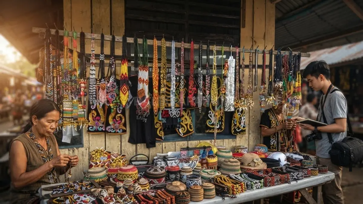 Asesoris khas dayak yang dijual sebagai tanda mata (BTV/Ai)