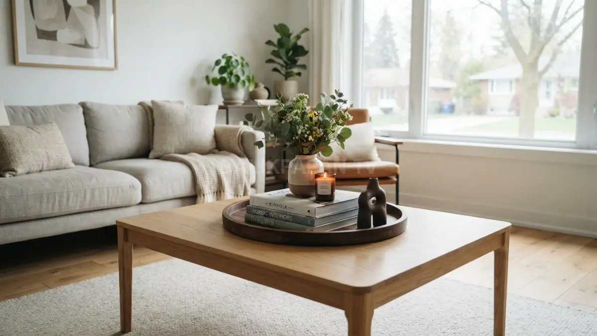 Baki dekoratif membantu menata coffee table tetap rapi, fungsional, dan mudah dipindahkan saat diperlukan bersama. (BTV/AI)