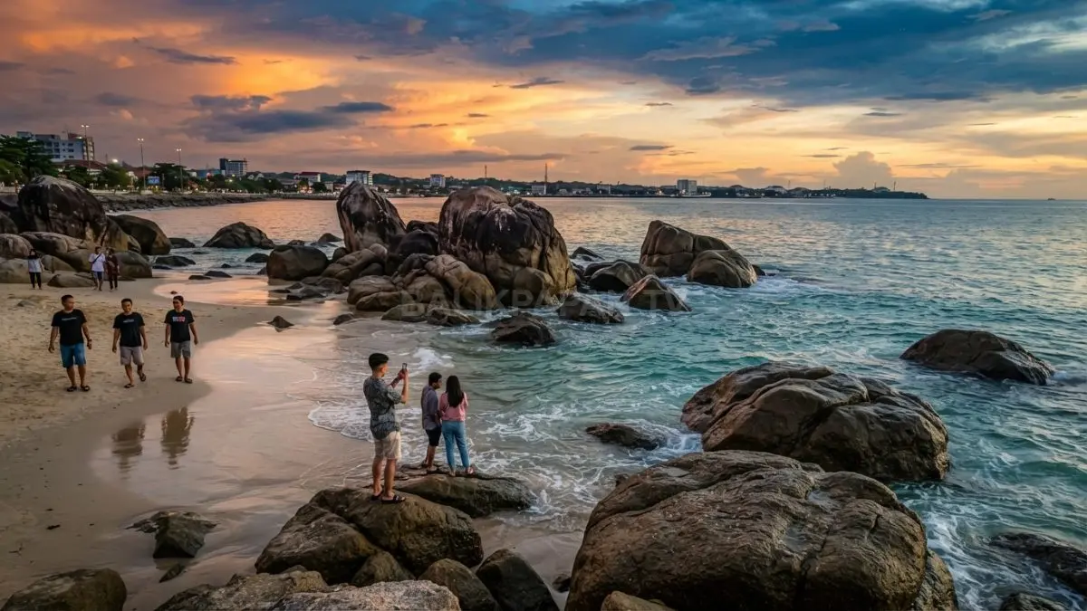 Batuan alami khas Pantai Batu-Batu yang menjadi identitas lama Banua Patra. (BTV/AI)