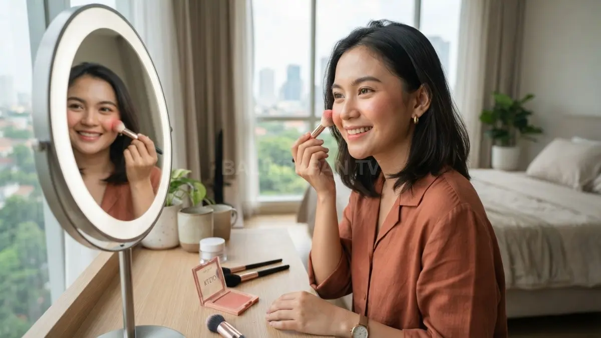 Blush on sesuai undertone membuat riasan wajah tampak alami, segar, dan lebih menyatu sempurna (BTV/AI)
